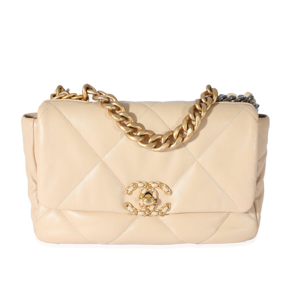 Chanel Beige Quilted Lambskin Medium Chanel 19 Flap Bag, myGemma