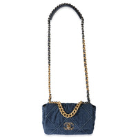 Chanel Blue Quilted Denim Medium Chanel 19 Flap Bag