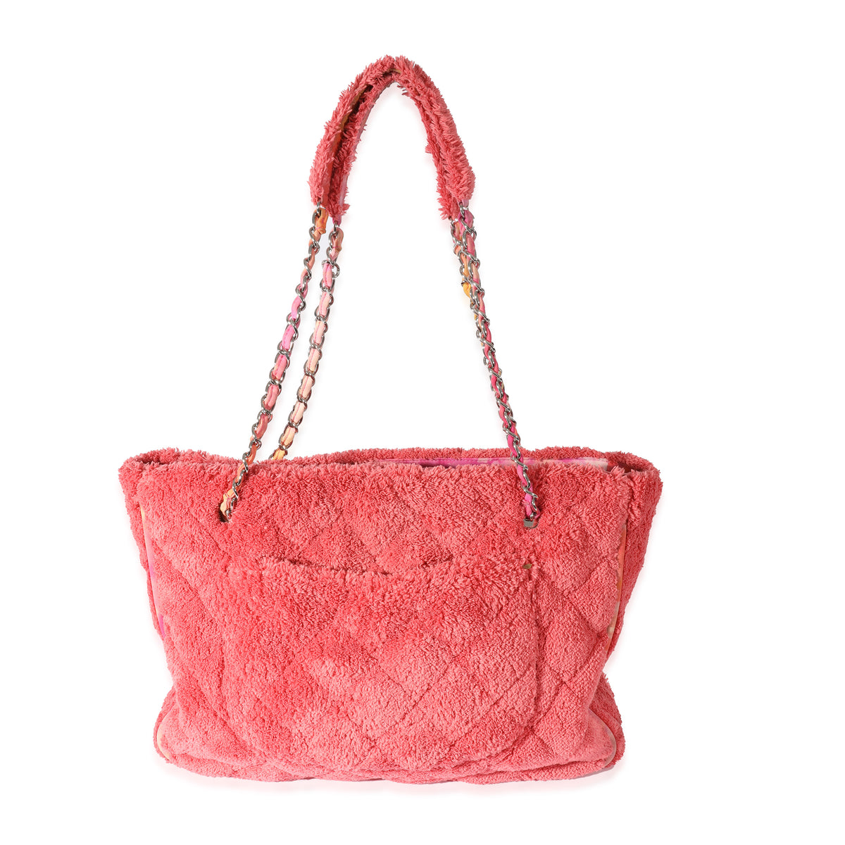 Chanel Pink Quilted Mixed Fibers Large Shopping Tote