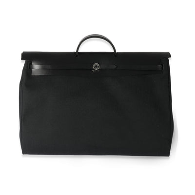 Hermès Black Military Toile Vache Hunter Zip Retourne Herbag Cabine Bag