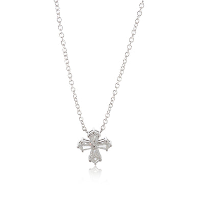 Sabbadini Diamond Cross Large Pendant Necklace in 18KT White Gold 1.48 CTW