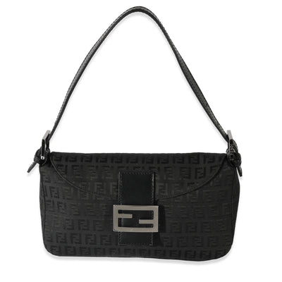 Fendi Vintage Black Canvas Zucchino Mama Baguette