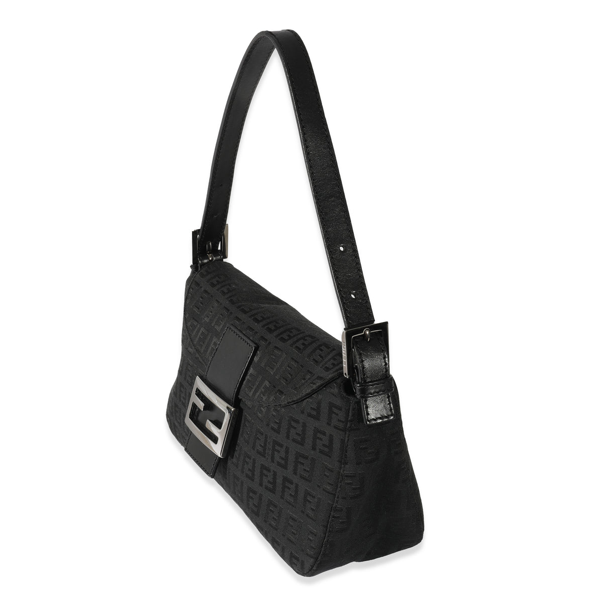 Fendi Vintage Black Canvas Zucchino Mama Baguette