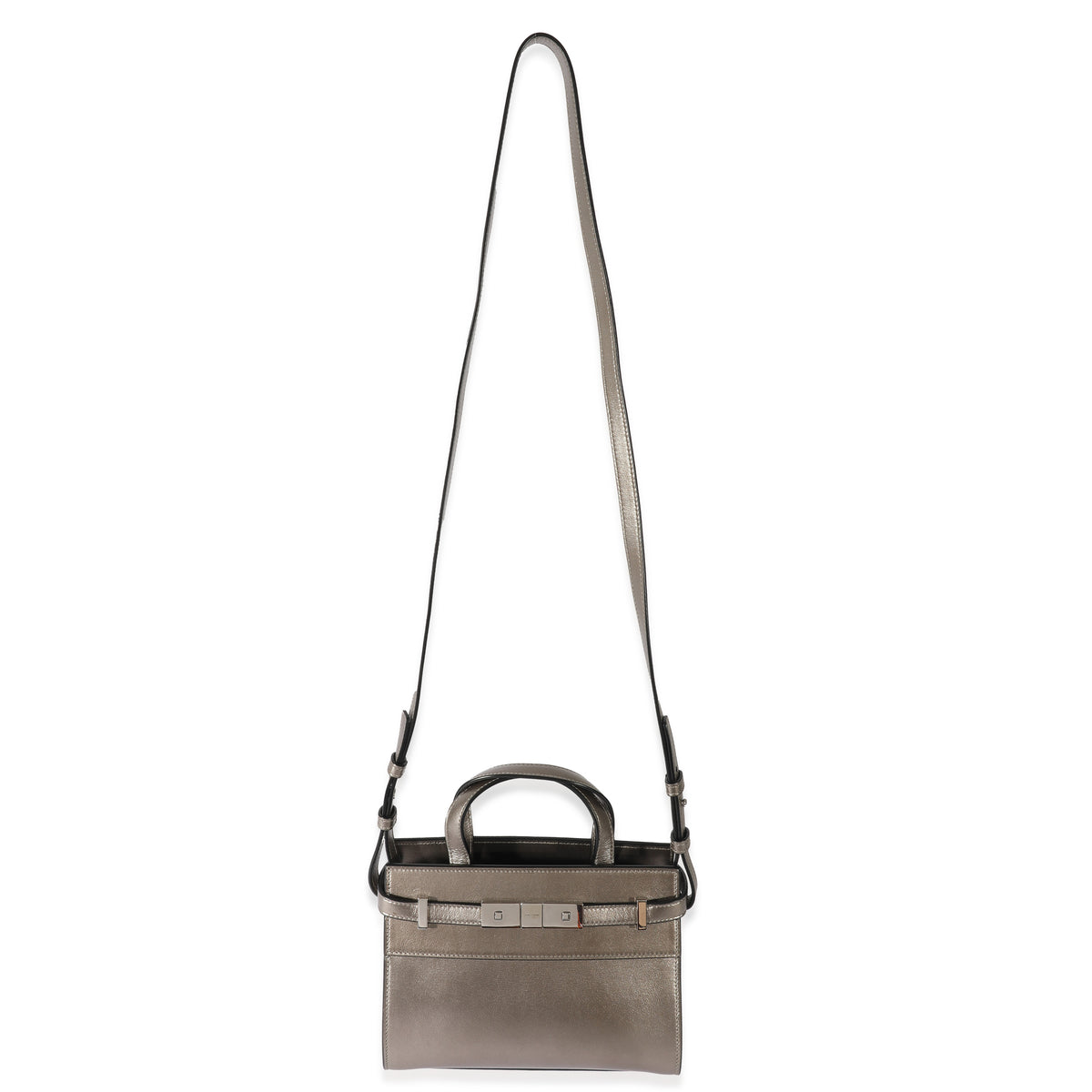 White Manhattan mini leather cross-body bag, Saint Laurent