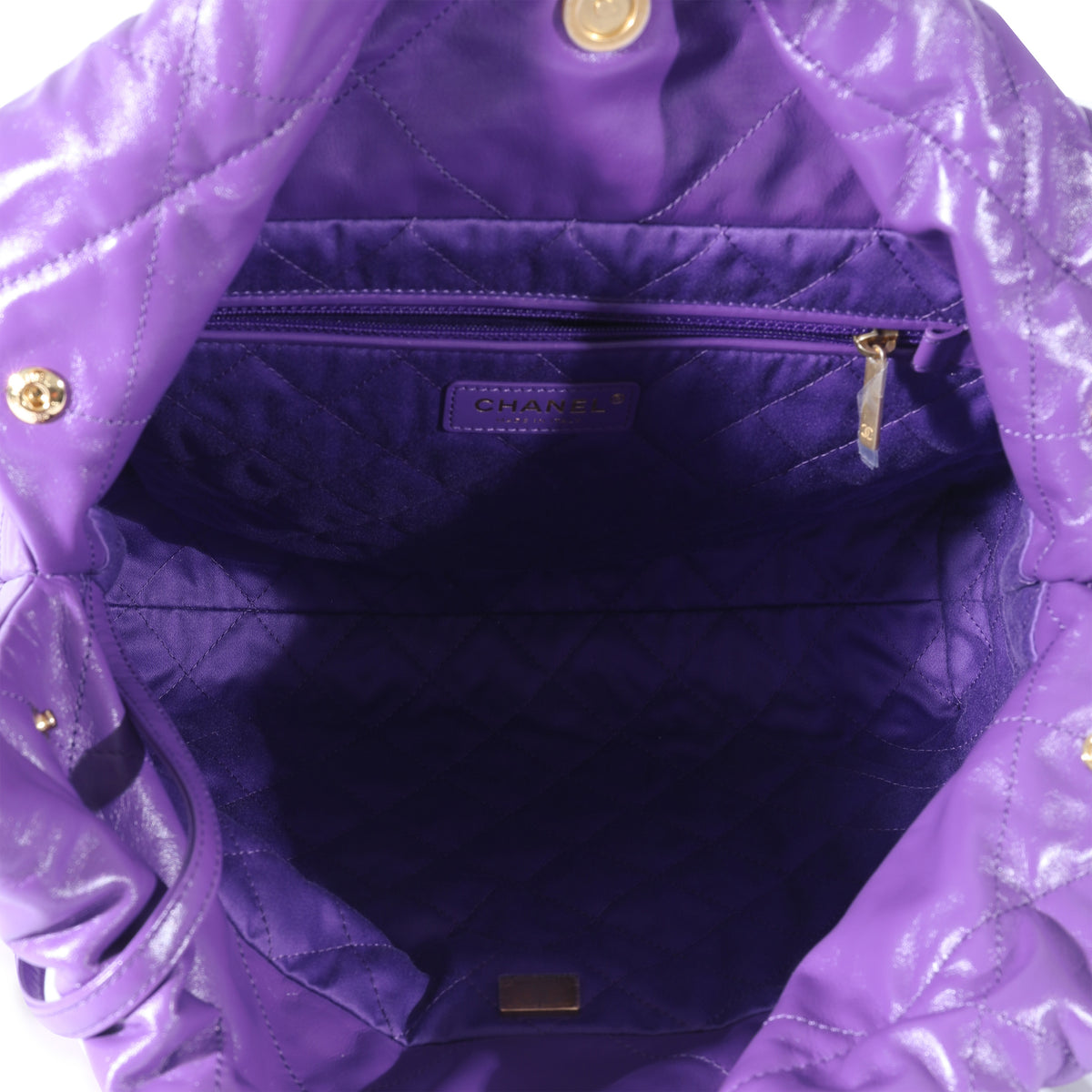 CHANEL Shiny Calfskin Quilted Chanel 22 Purple | FASHIONPHILE