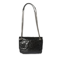 Saint Laurent Black Matelassé Crinkled Calfskin Baby Niki Bag