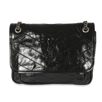 Saint Laurent Black Matelassé Crinkled Calfskin Baby Niki Bag