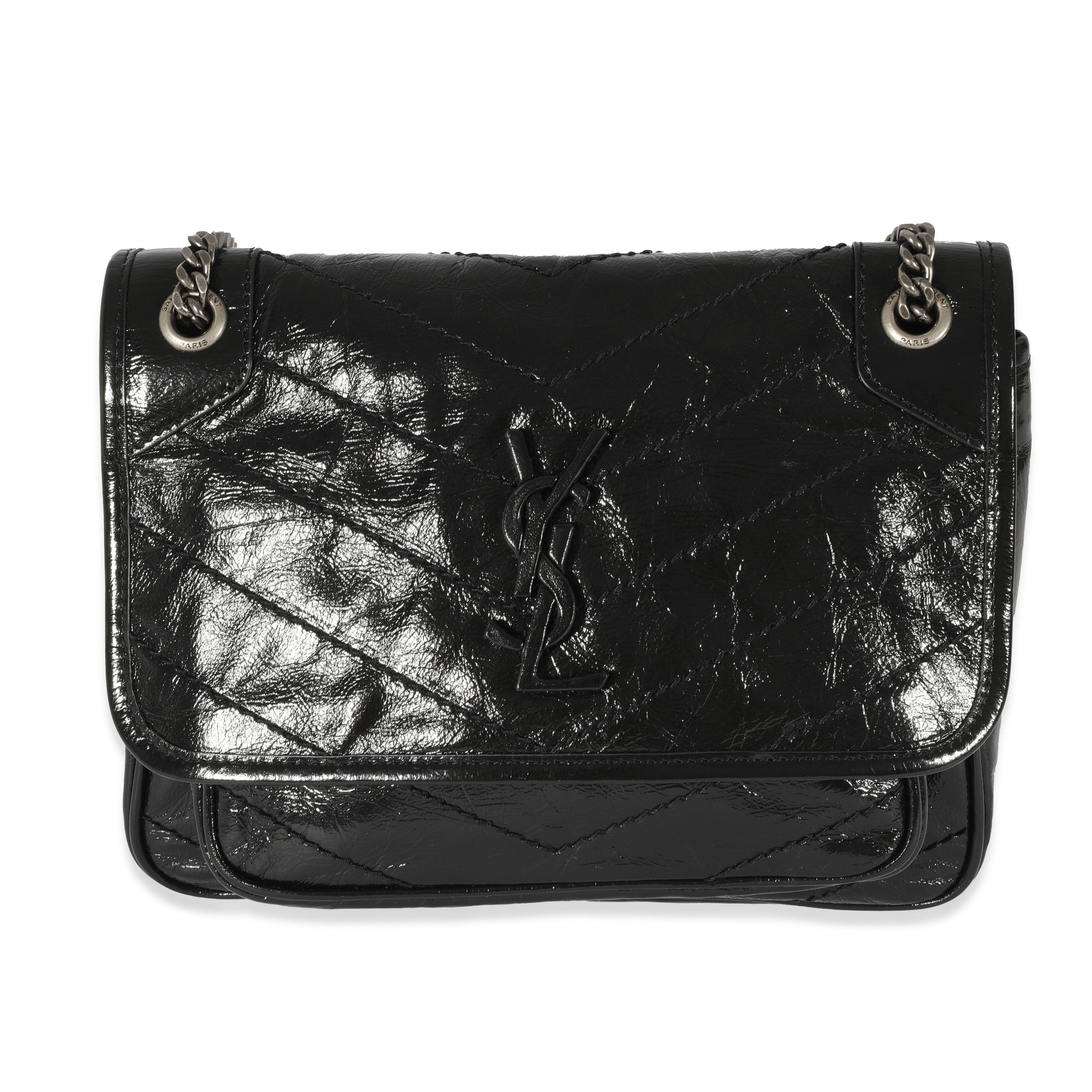 SAINT LAURENT Crinkled Calfskin Matelasse Monogram Baby Niki Chain