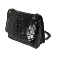 Saint Laurent Black Matelassé Crinkled Calfskin Baby Niki Bag