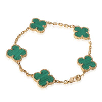 Van Cleef & Arpels Alhambra Malachite Bracelet in 18k Yellow Gold