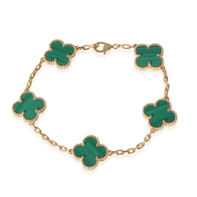 Van Cleef & Arpels Alhambra Malachite Bracelet in 18k Yellow Gold