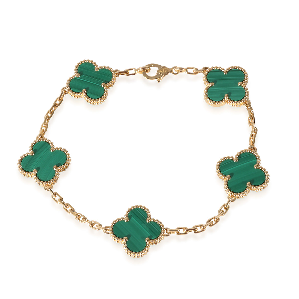 Van Cleef & Arpels Alhambra Malachite Bracelet in 18k Yellow Gold