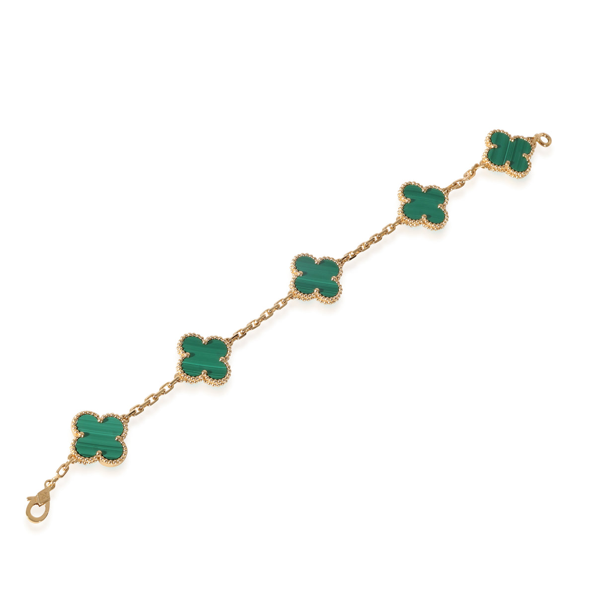 Van Cleef & Arpels Alhambra Malachite Bracelet in 18k Yellow Gold