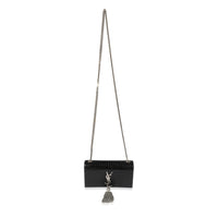 Saint Laurent Black Leather Embossed Small Kate Tassel