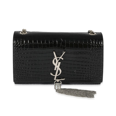 Saint Laurent Black Leather Embossed Small Kate Tassel