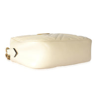 Gucci White Leather Small GG Marmont Shoulder Bag