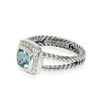 David Yurman Albion Blue Topaz Diamond Ring in  Sterling Silver  0.17 CTW