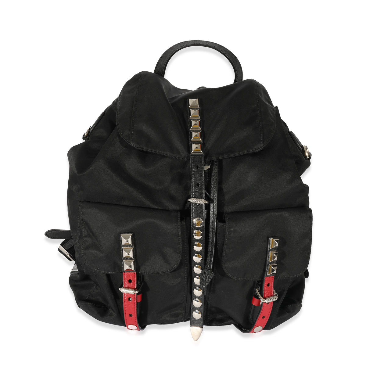 bp studded faux leather backpack Prada Black Nylon Studded Vela Backpack | myGemma