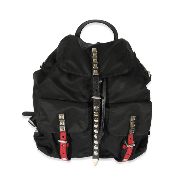 Prada Black Nylon Studded Vela Backpack | myGemma