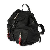 Prada Black Nylon Studded Vela Backpack