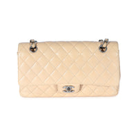 Chanel Beige Quilted Caviar Medium Classic Flap Bag