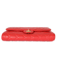 Chanel Red Quilted Lambskin Jumbo Chain Clutch