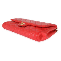 Chanel Red Quilted Lambskin Jumbo Chain Clutch