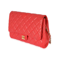 Chanel Red Quilted Lambskin Jumbo Chain Clutch