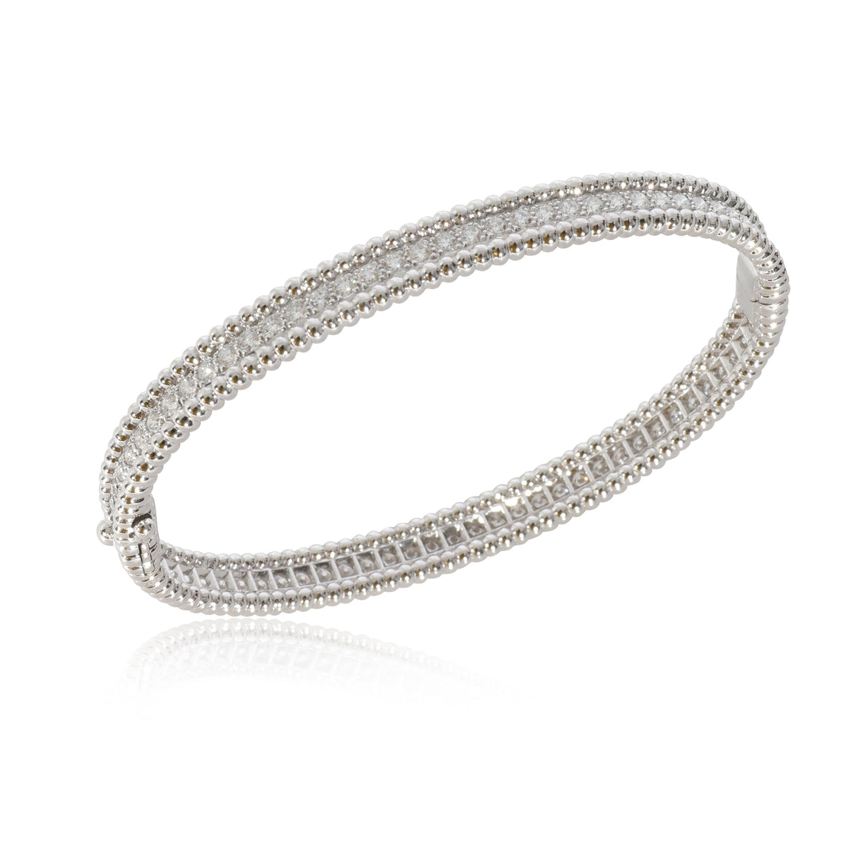 Van Cleef & Arpels Perlee Diamond Bracelet in 18K White Gold 2.16 CTW