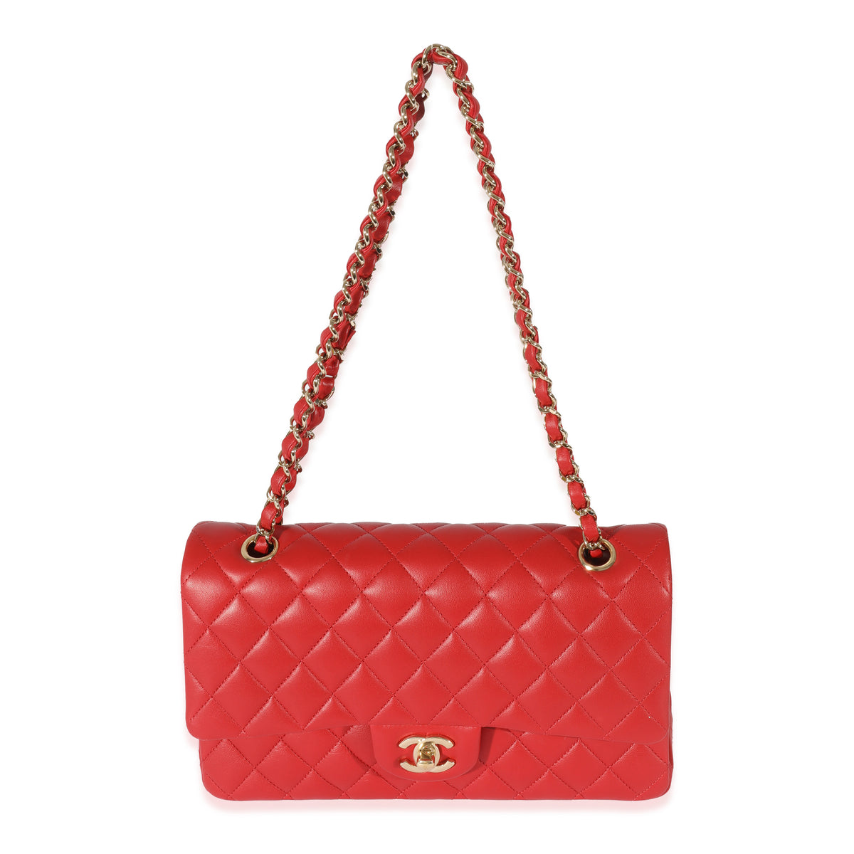 Chanel Red Quilted Lambskin Medium Classic Flap Bag