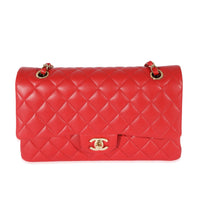 Chanel Red Quilted Lambskin Medium Classic Flap Bag