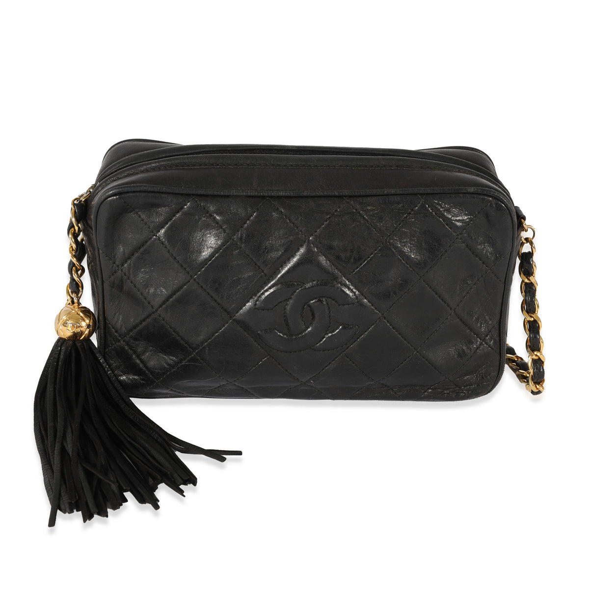 Chanel Vintage Lambskin Diamond Quilted Tassel Bag