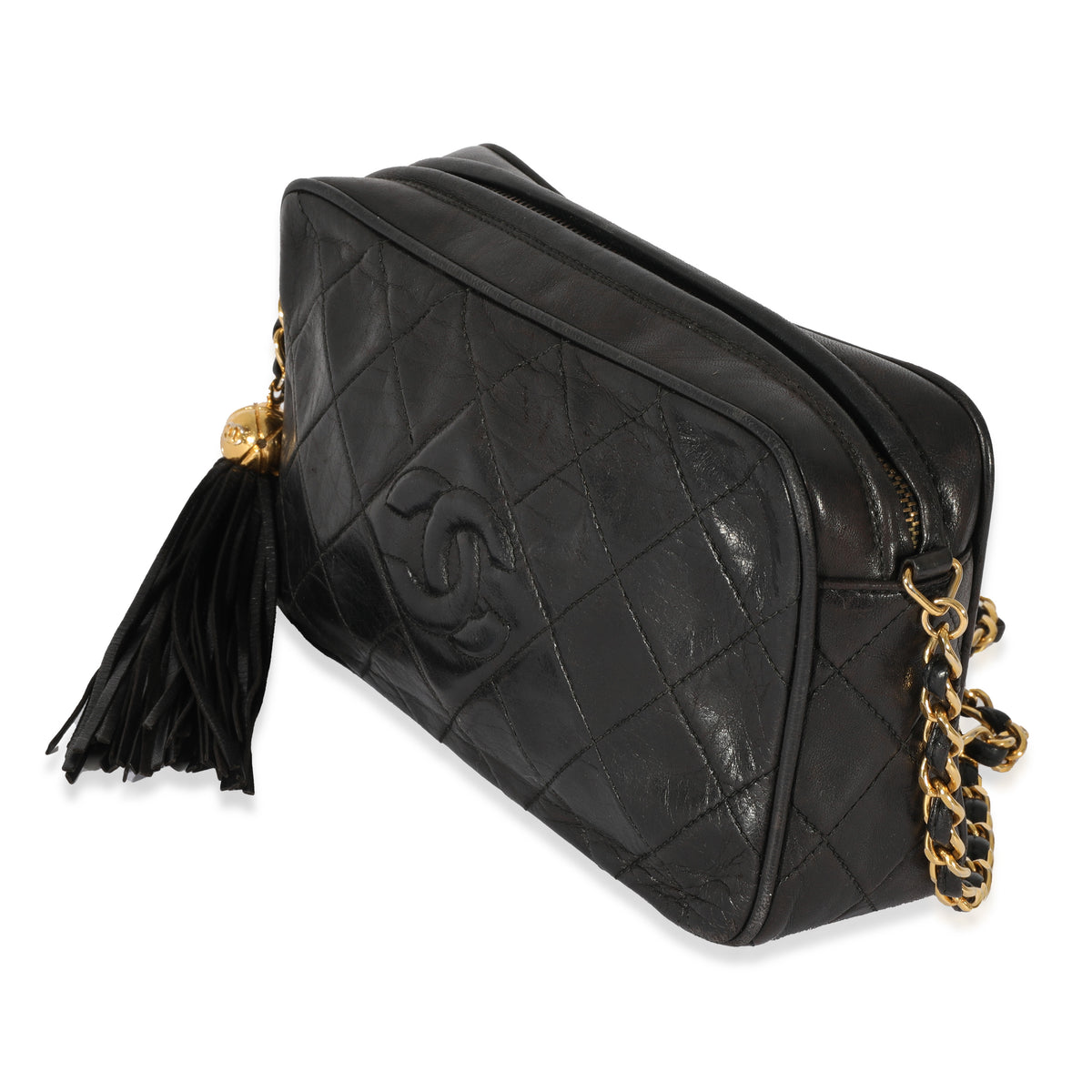 Chanel Vintage Lambskin Diamond Quilted Tassel Bag
