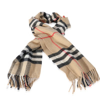 Burberry Classic Check Beige Cashmere Fringe Scarf