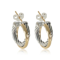 David Yurman Small Crossover Hoop Earrings in Yellow Gold/Sterling Silver