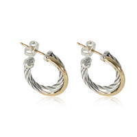 David Yurman Small Crossover Hoop Earrings in Yellow Gold/Sterling Silver