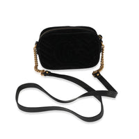 Gucci Black Velvet Marquise Crystals Marmont Mini Bag