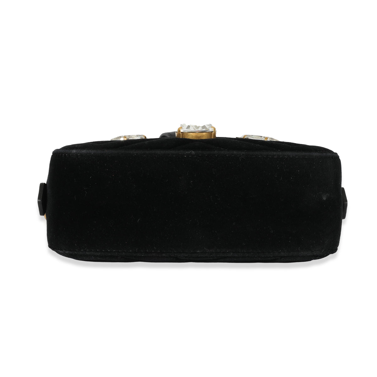 Gucci Black Velvet Marquise Crystals Marmont Mini Bag