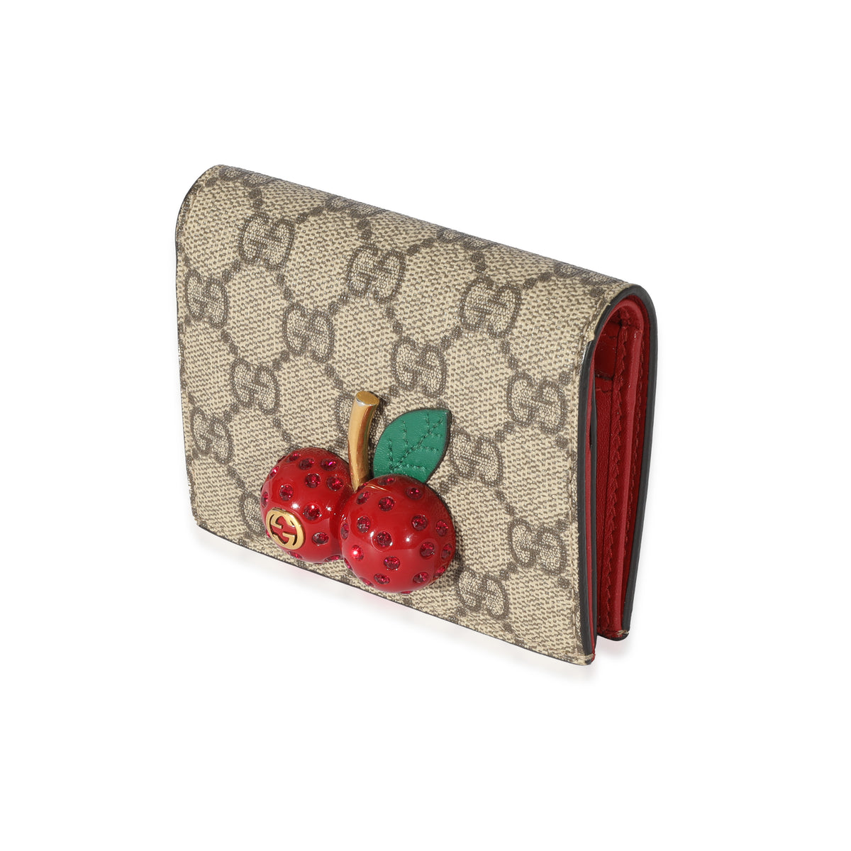 Gucci Brown GG Supreme Cherries Wallet Red Beige Cloth Cloth ref.585923 -  Joli Closet