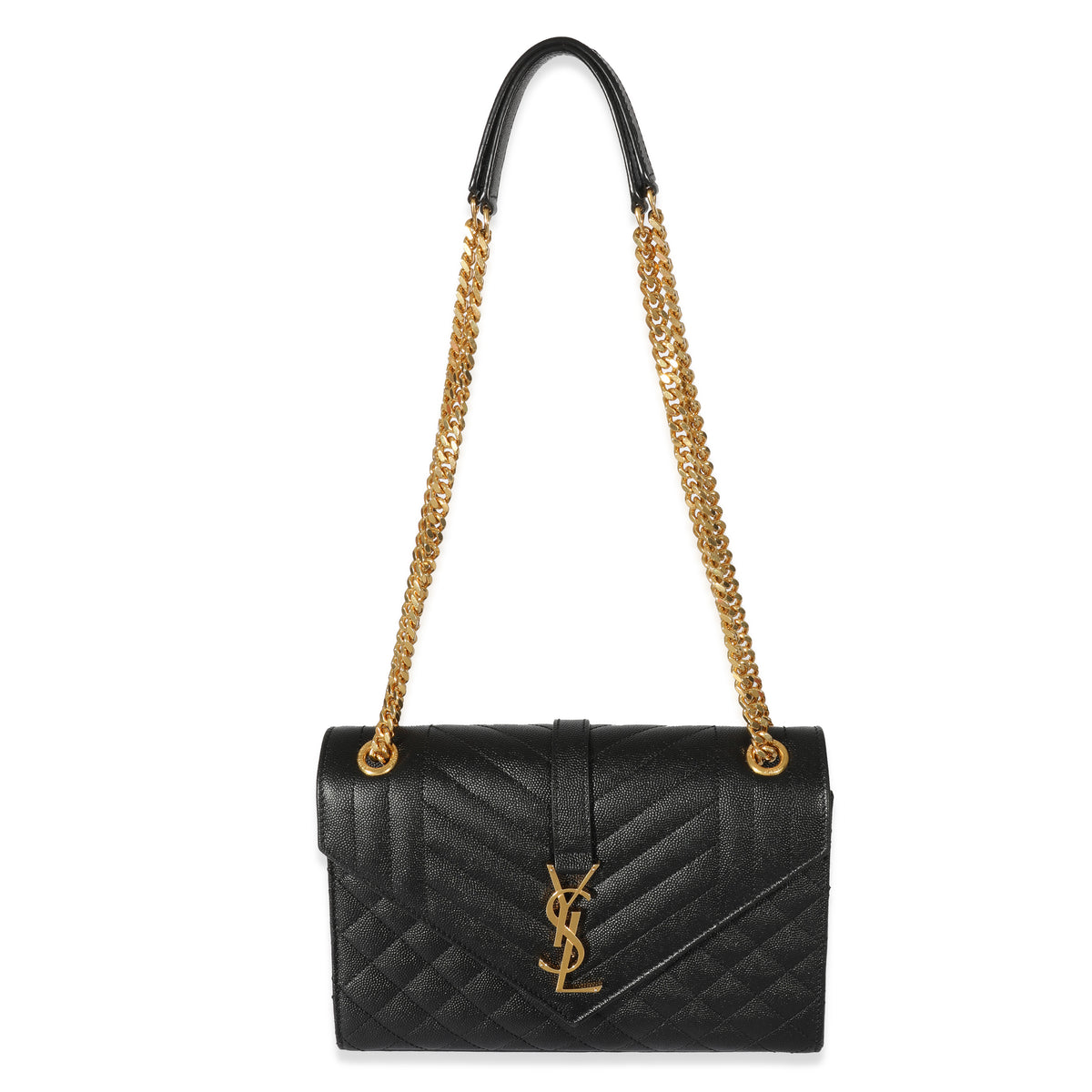 Saint Laurent Black Mix Matelassé Grain De Poudre Medium Envelope Bag