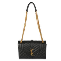 Saint Laurent Black Mix Matelassé Grain De Poudre Medium Envelope Bag