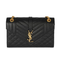 Saint Laurent Black Mix Matelassé Grain De Poudre Medium Envelope Bag