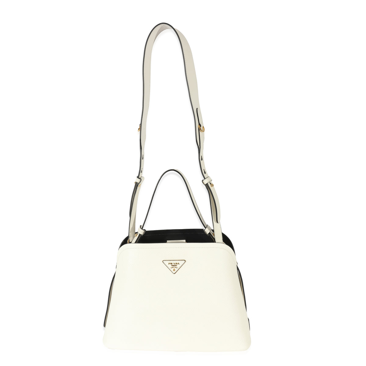 Prada White Saffiano Leather Crossbody Saddle Bag, myGemma