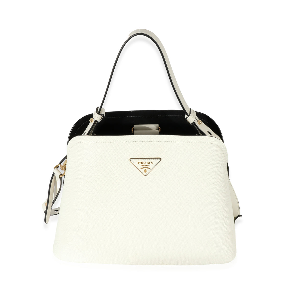 Prada White Saffiano Leather Crossbody Saddle Bag, myGemma