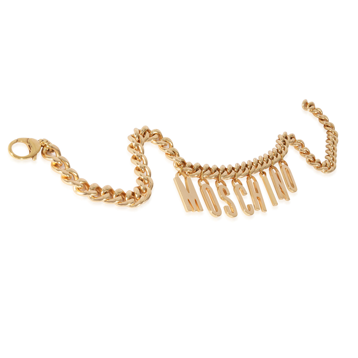 Moschino Curb Link Logo Gold Tone Belt