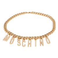 Moschino Curb Link Logo Gold Tone Belt