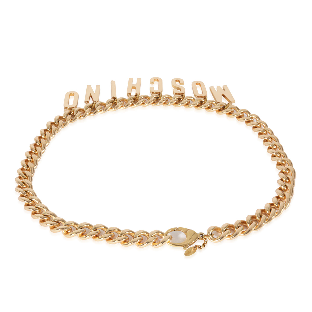 Moschino Curb Link Logo Gold Tone Belt