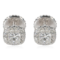 Halo Princess Diamond Earrings in 14k White Gold H-I SI 1 CTW