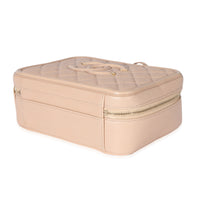 Chanel Beige Caviar CC Filigree Vanity Case