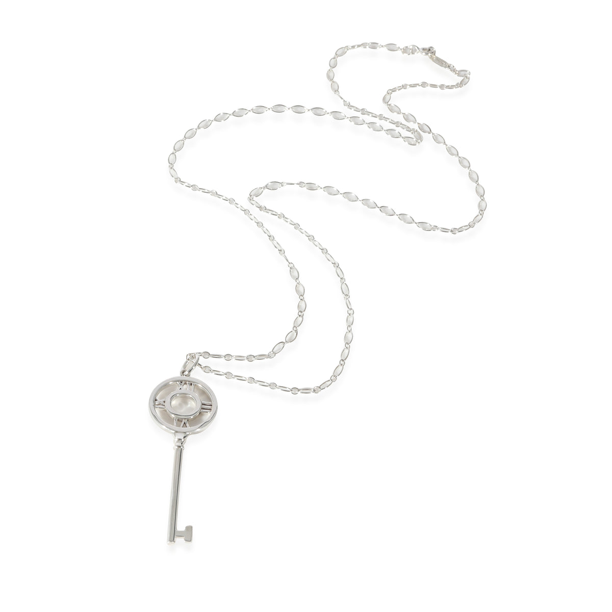 Tiffany & Co. Atlas Key Pendant On an Oval Link Chain in Sterling Silver
